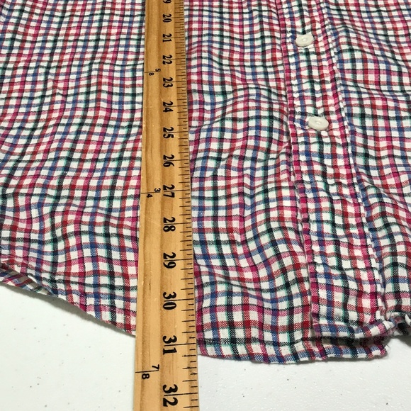 Orvis Shirt 100% Linen Mens Medium Short Sleeve Plaid Check - Picture 8 of 11